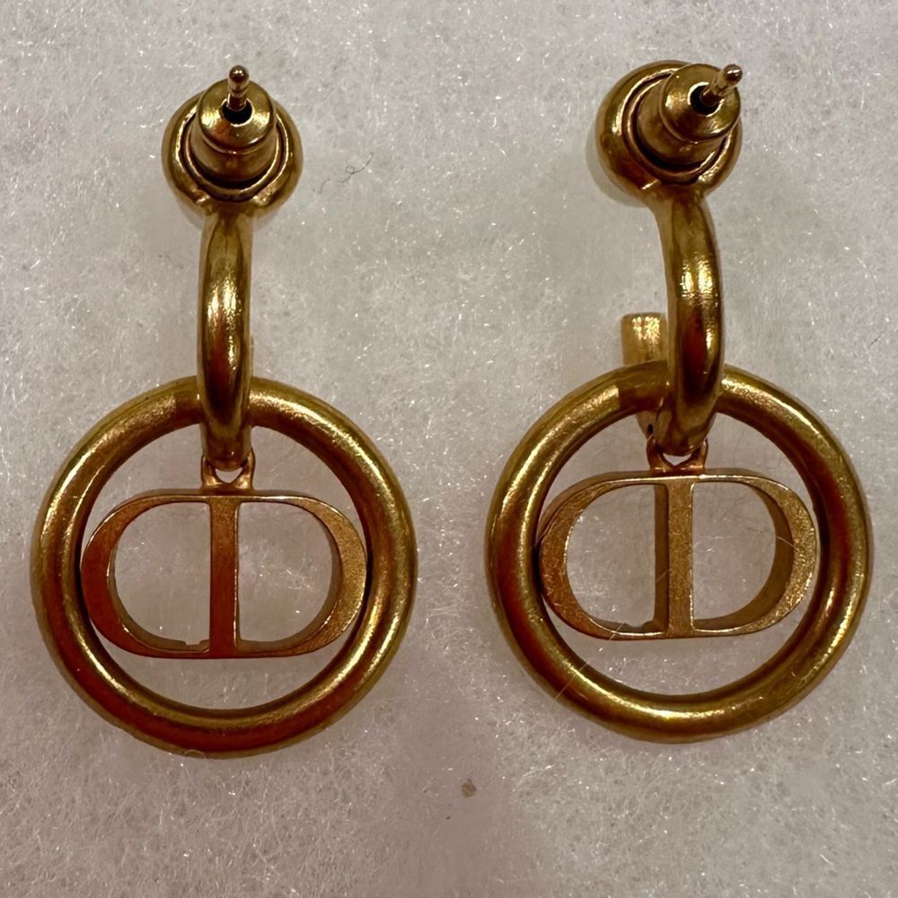 Christian Dior Pearl Stud Dangle CD Signature Earrings - Picture 5 of 5